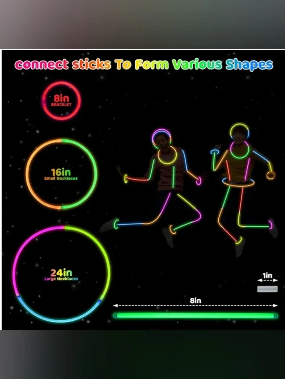 NWT 50pcs Glow Sticks Bulk Party Pack 8